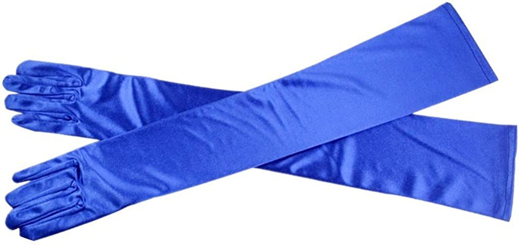 Dreamhigh Women'S Evening Party Mittens 21 " Long Black / White Satin Finger Gloves Apparel & Accessories > Clothing Accessories > Gloves & Mittens DreamHigh Blue