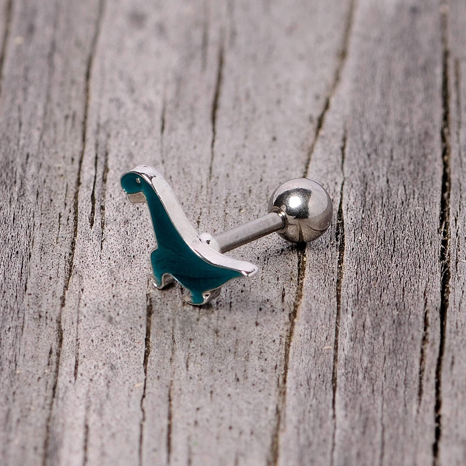 Body Candy 16G Womens 316L Stainless Steel Green Dinosaur Cartilage Earring Helix Tragus Jewelry 1/4" Apparel & Accessories > Jewelry > Body Jewelry Body Candy