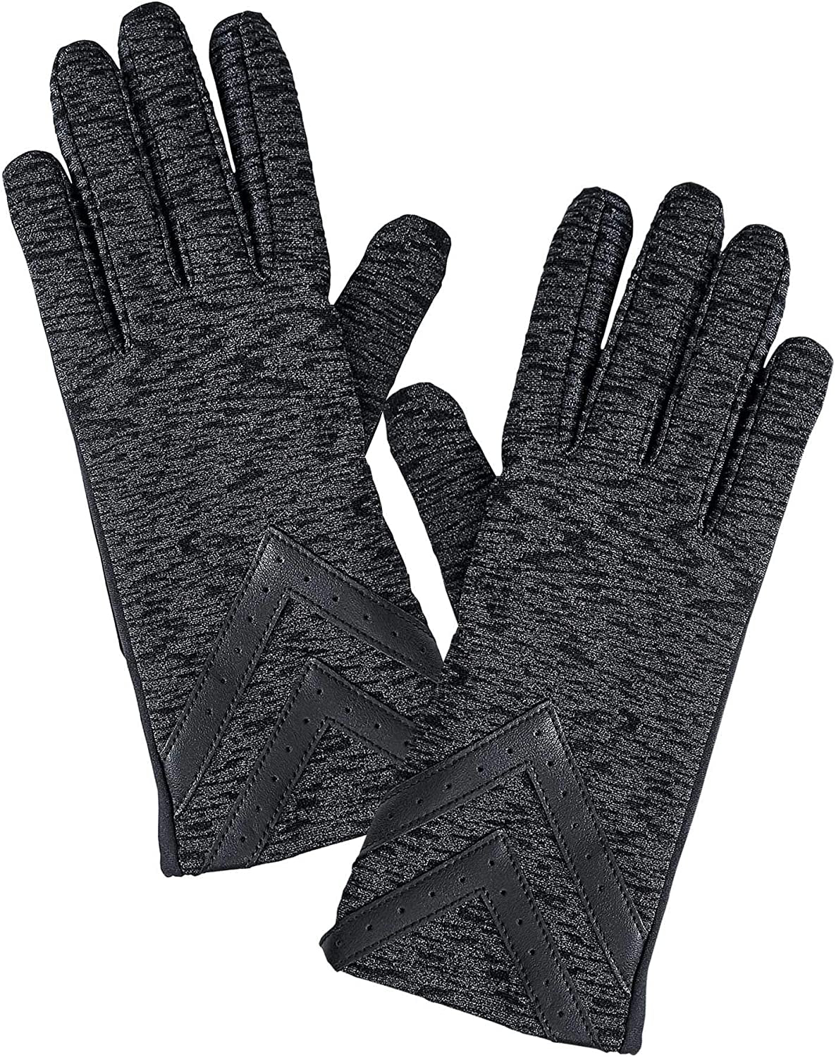 Isotoner Spandex 3-Button Length Chevron Gloves Style A30276 Apparel & Accessories > Clothing Accessories > Gloves & Mittens Isotoner Black Animal Texture L/XL