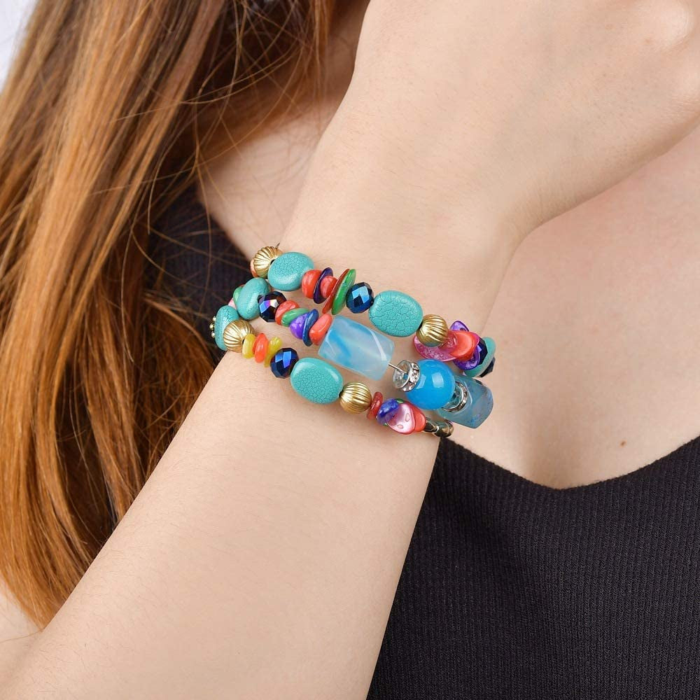 Boho Multilayer Irregular Agate Beads Charm Bracelets for Women Vintage Jade Stone Man Bracelets Yoga Bangles Ethnic Jewelry Apparel & Accessories > Jewelry > Bracelets MIXIA