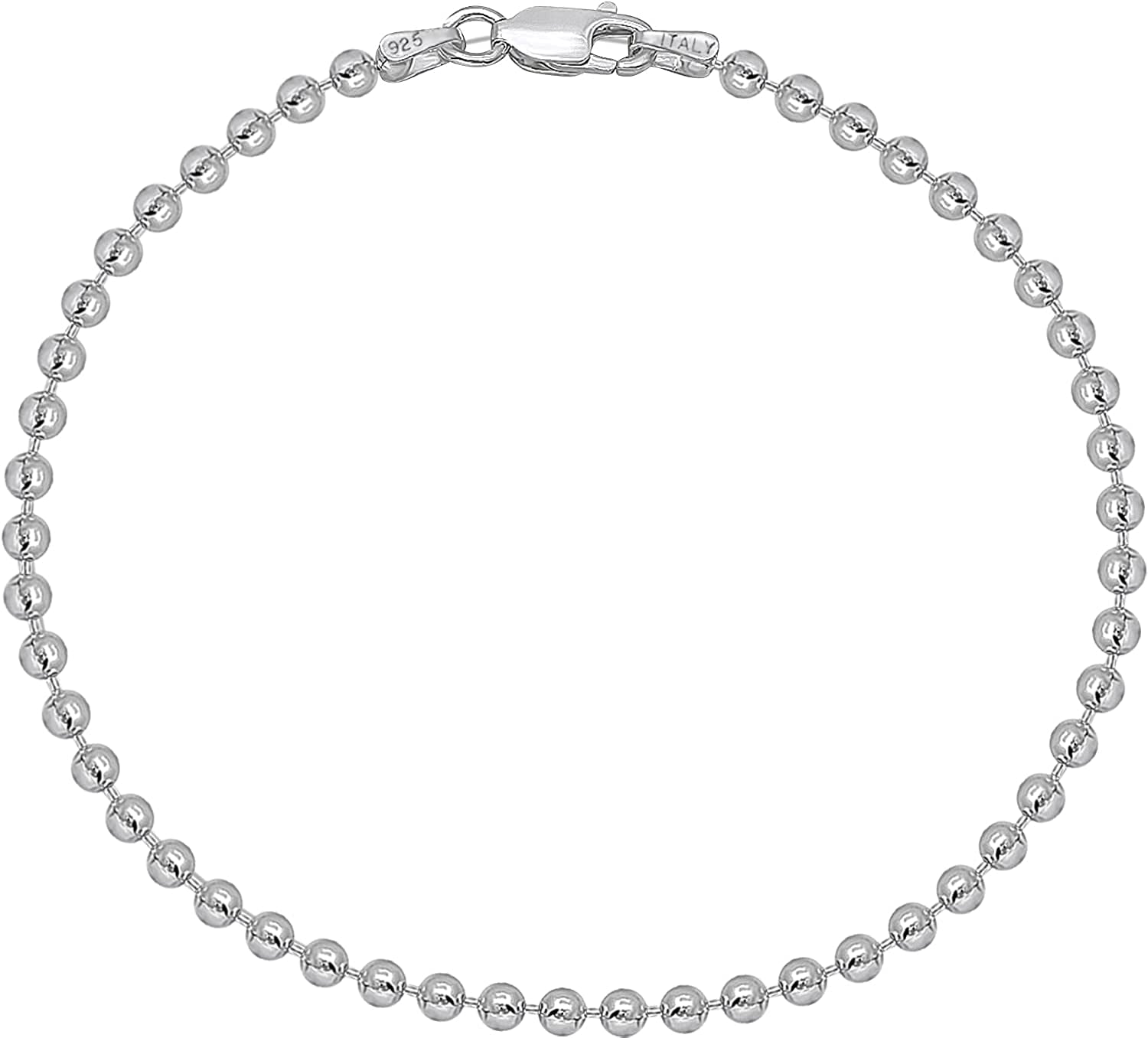 Savlano 925 Sterling Silver Solid Italian Figaro, Rope,Herringbone, Curb, Ball Bead, Snake, Mariner Chain Anklet for Women & Girls, Comes in 0.8Mm - 5Mm Gift Box Apparel & Accessories > Jewelry > Anklets Savlano Ball Bead 2.3mm 10.0 Inches