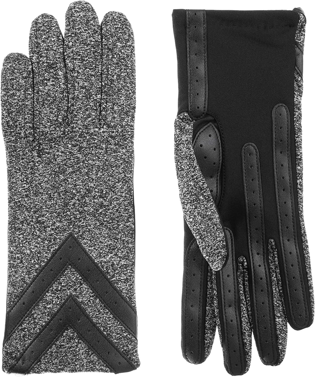 Isotoner Womens Spandex Touchscreen Cold Weather Gloves with Warm Fleece Lining and Chevron Details Apparel & Accessories > Clothing Accessories > Gloves & Mittens isotoner Black Heather - Smartdri Small-Medium