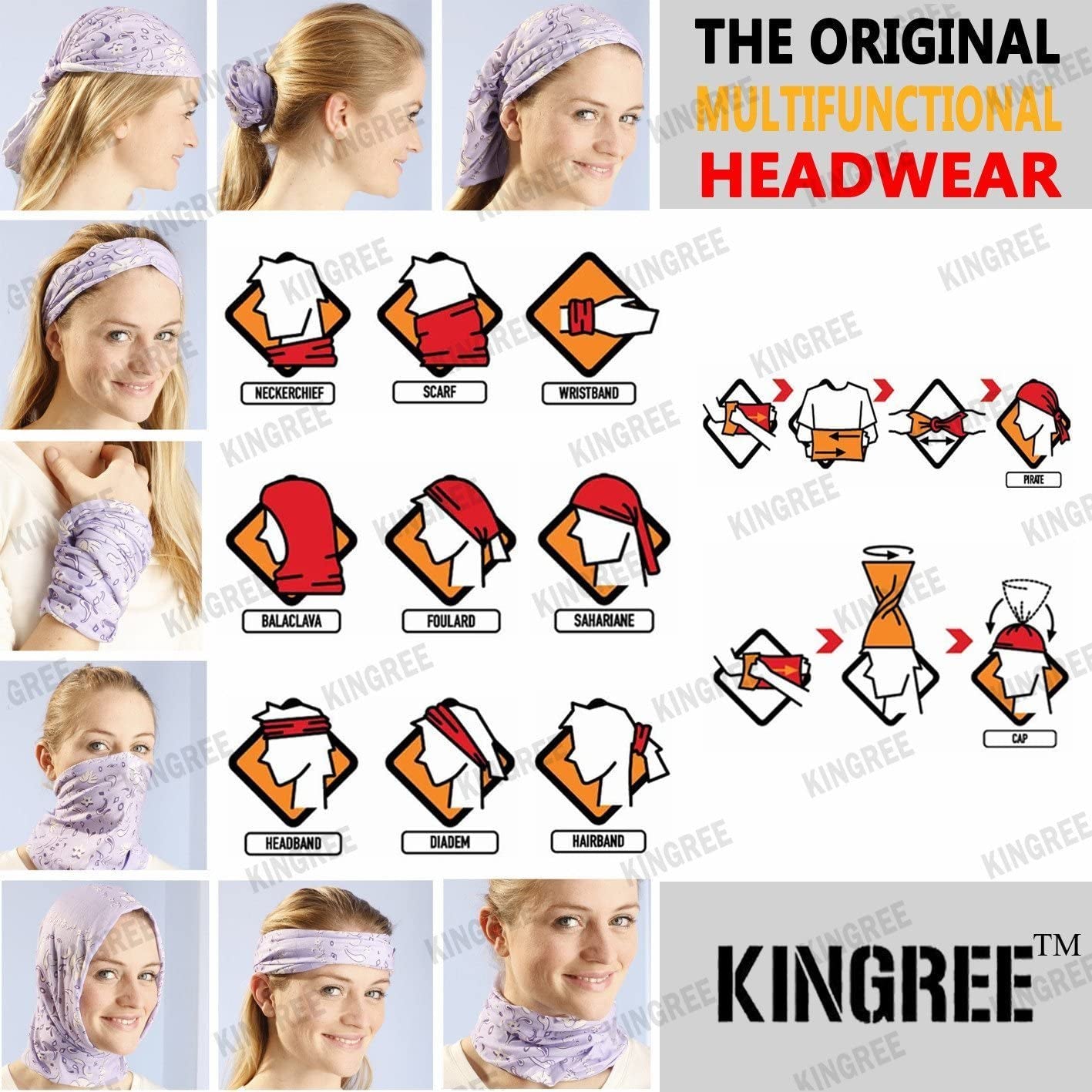 Kingree 6PCS Outdoor Magic Scarf, Elastic Headbands, Headscarves, Headwear, Mask Apparel & Accessories > Clothing Accessories > Bandanas & Headties KINGREE