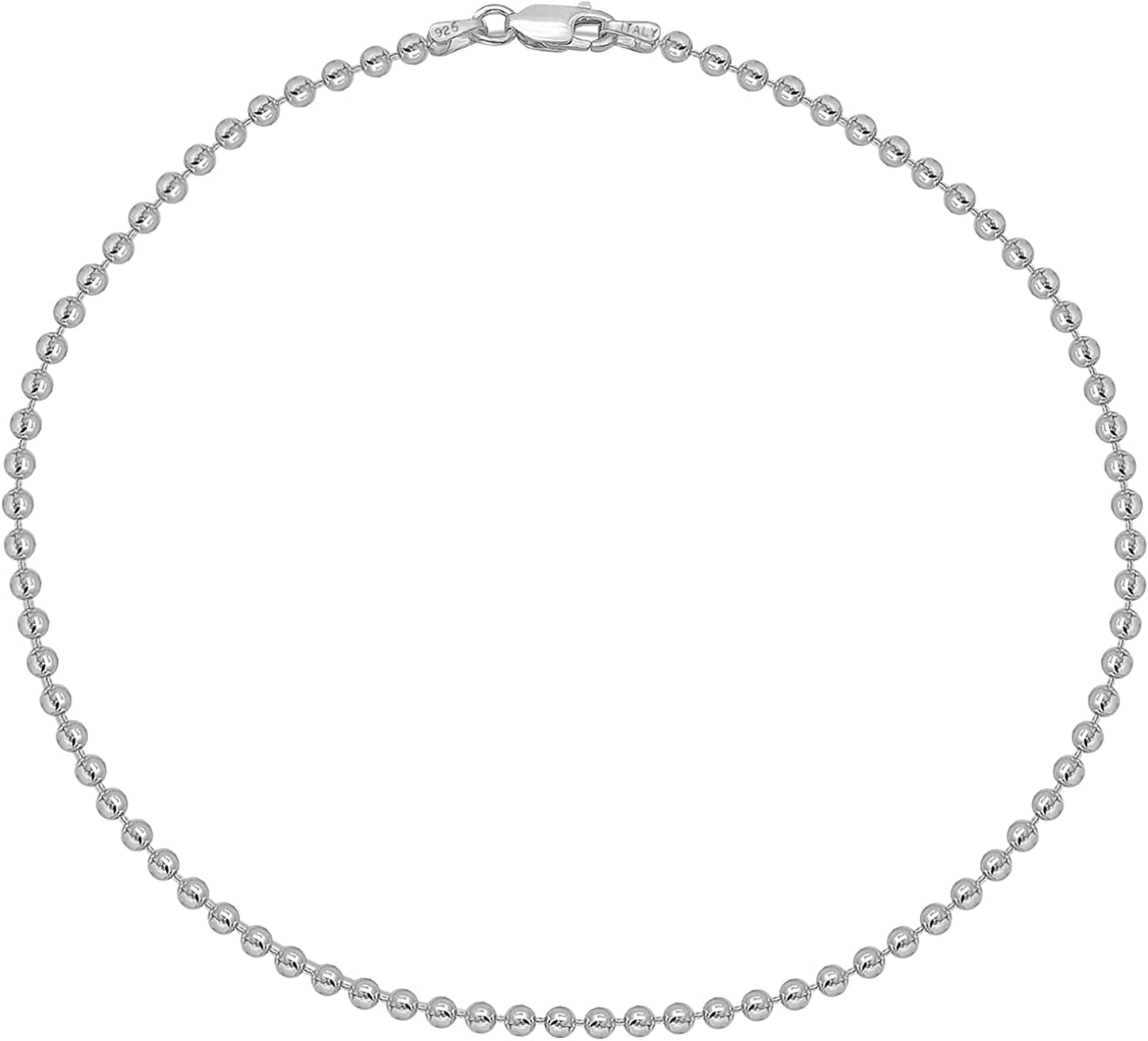 Savlano 925 Sterling Silver Solid Italian Figaro, Rope,Herringbone, Curb, Ball Bead, Snake, Mariner Chain Anklet for Women & Girls, Comes in 0.8Mm - 5Mm Gift Box Apparel & Accessories > Jewelry > Anklets Savlano Ball Bead 1.5mm 9.0 Inches