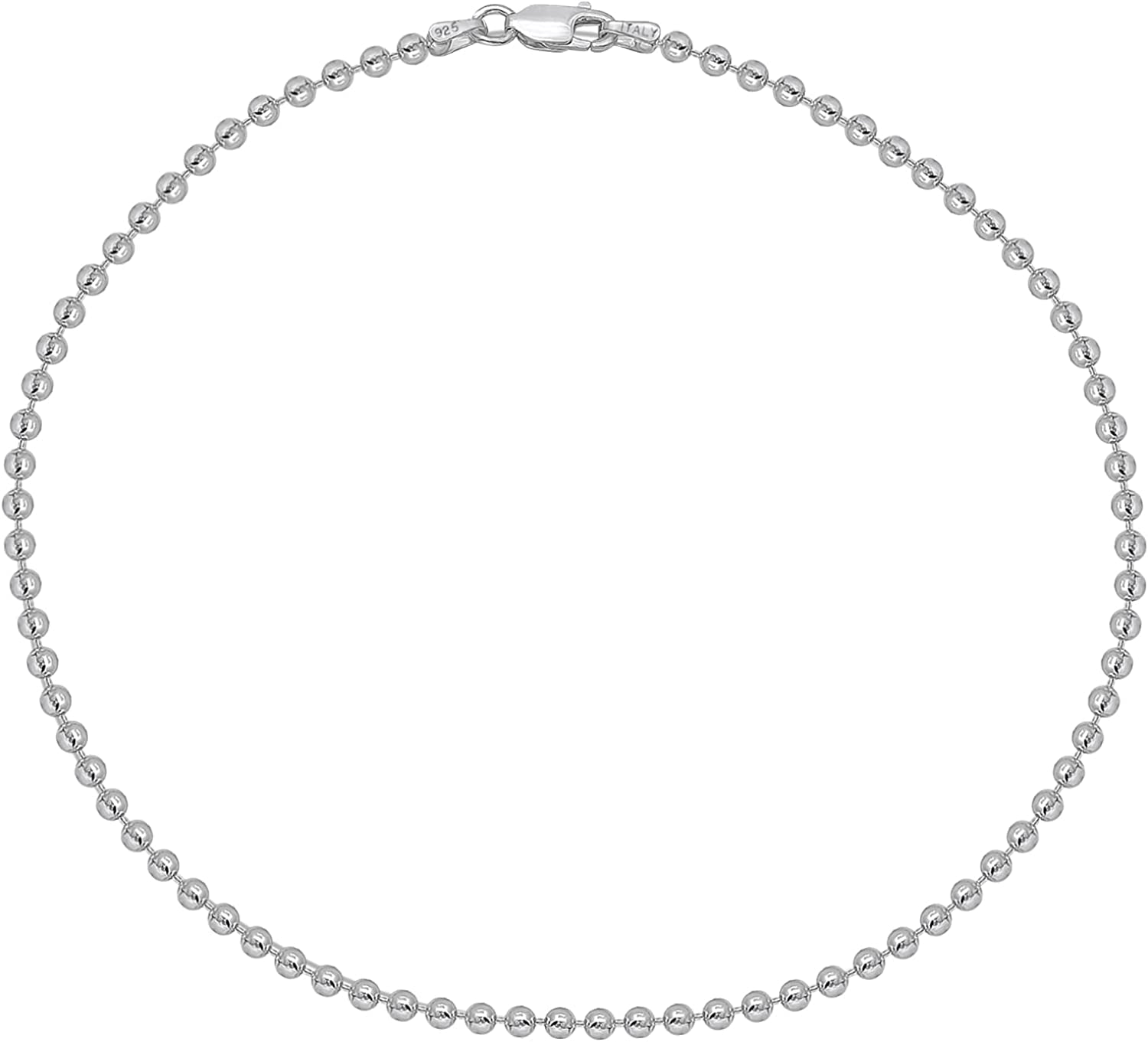 Savlano 925 Sterling Silver Solid Italian Figaro, Rope,Herringbone, Curb, Ball Bead, Snake, Mariner Chain Anklet for Women & Girls, Comes in 0.8Mm - 5Mm Gift Box Apparel & Accessories > Jewelry > Anklets Savlano Ball Bead 1.5mm 9.0 Inches