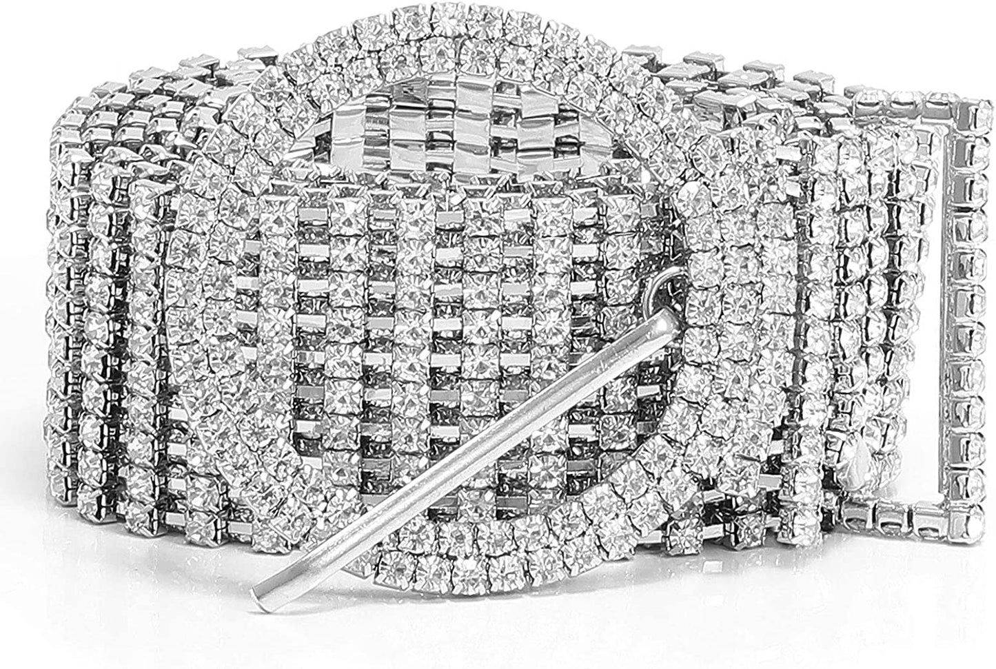 Women Rhinestone Belt Shiny Diamond Crystal Ladies Waist Belt for Jeans Dresses Silver Gold by WHIPPY Apparel & Accessories > Clothing Accessories > Belts WHIPPY 2-silver M: Fit Waist Size 35-42 Inches
