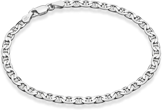 Miabella 925 Sterling Silver Italian 3Mm, 4Mm Solid Diamond-Cut Mariner Link Chain Anklet Ankle Bracelet for Women, Made in Italy Apparel & Accessories > Jewelry > Anklets Miabella Width 4mm Length 9 Inches (Small)