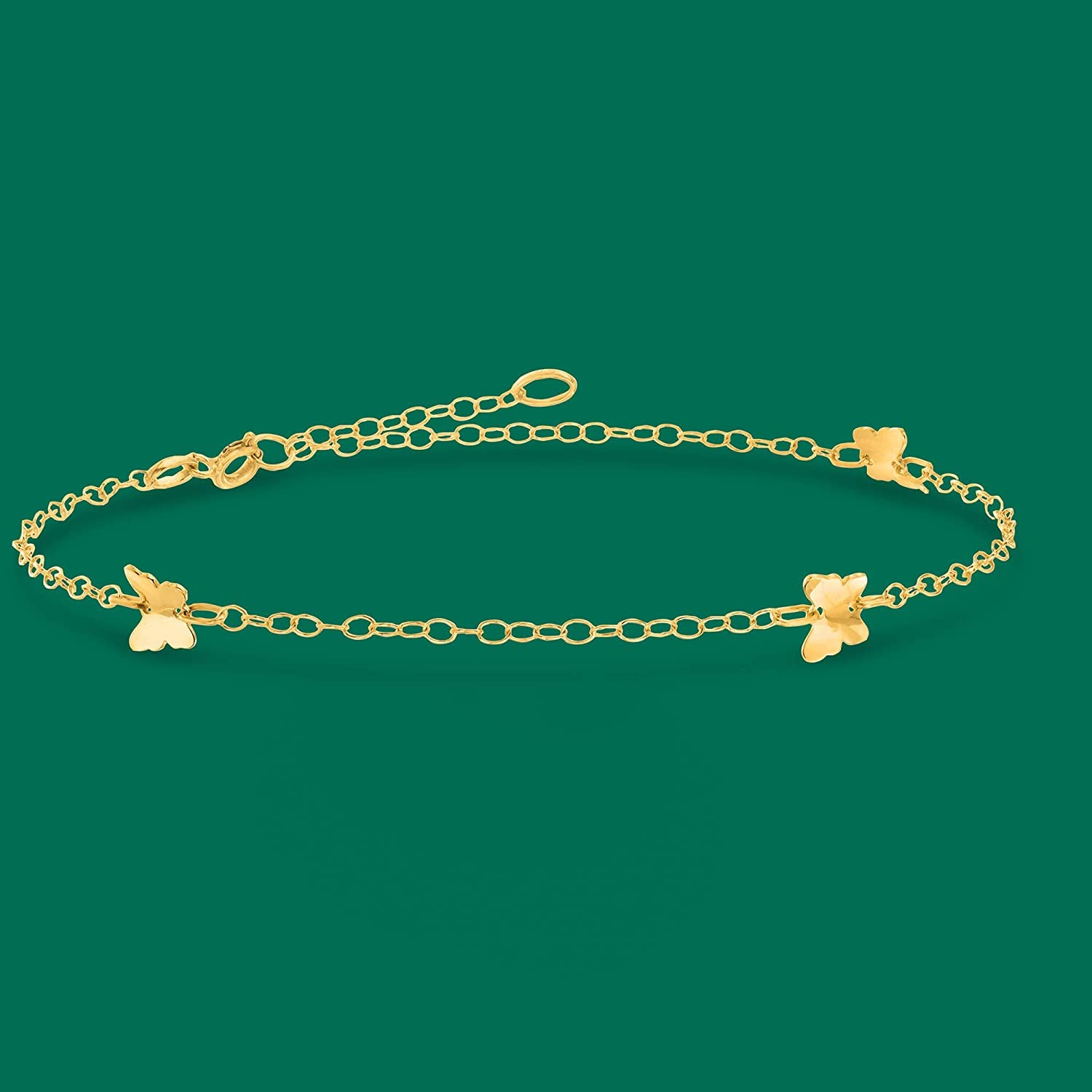 Ross-Simons Italian 14Kt Yellow Gold Butterfly Station Anklet. 9 Inches Apparel & Accessories > Jewelry > Anklets Ross-Simons
