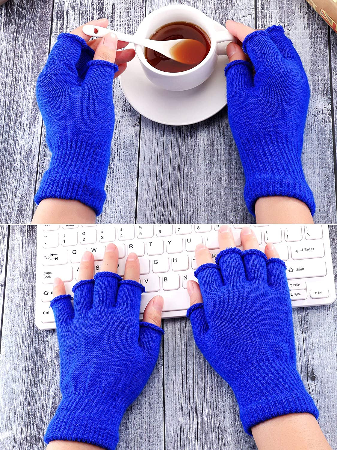 Satinior 2 Pair Unisex Half Finger Gloves Winter Stretchy Knit Fingerless Gloves in Common Size Apparel & Accessories > Clothing Accessories > Gloves & Mittens SATINIOR