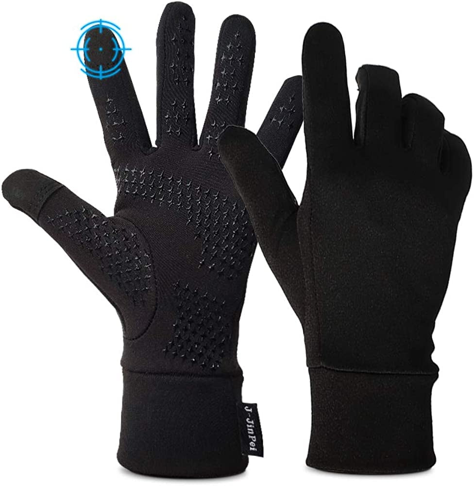 Lightweight Gloves Women Men Touch Screen Thin anti Slip Black Gloves for Driving, Cycling, Running, Fishing, Fitness, Hiking, Sport Apparel & Accessories > Clothing Accessories > Gloves & Mittens J JINPEI Black Large