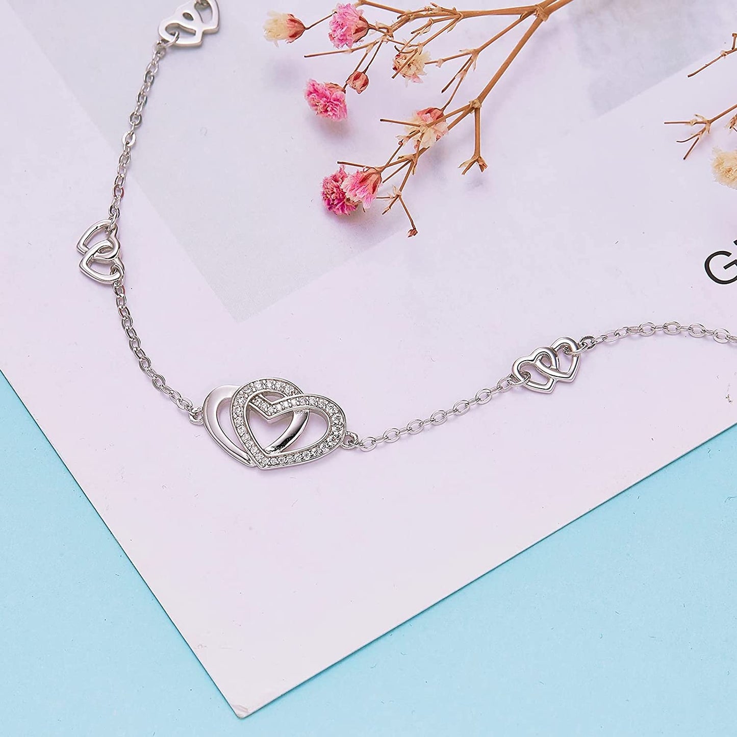Sterling Silver Heart Love Anklets for Women , Birthday Mothers Day Jewelry Gifts for Mom Wife from Daughter Husband Apparel & Accessories > Jewelry > Anklets Desimtion