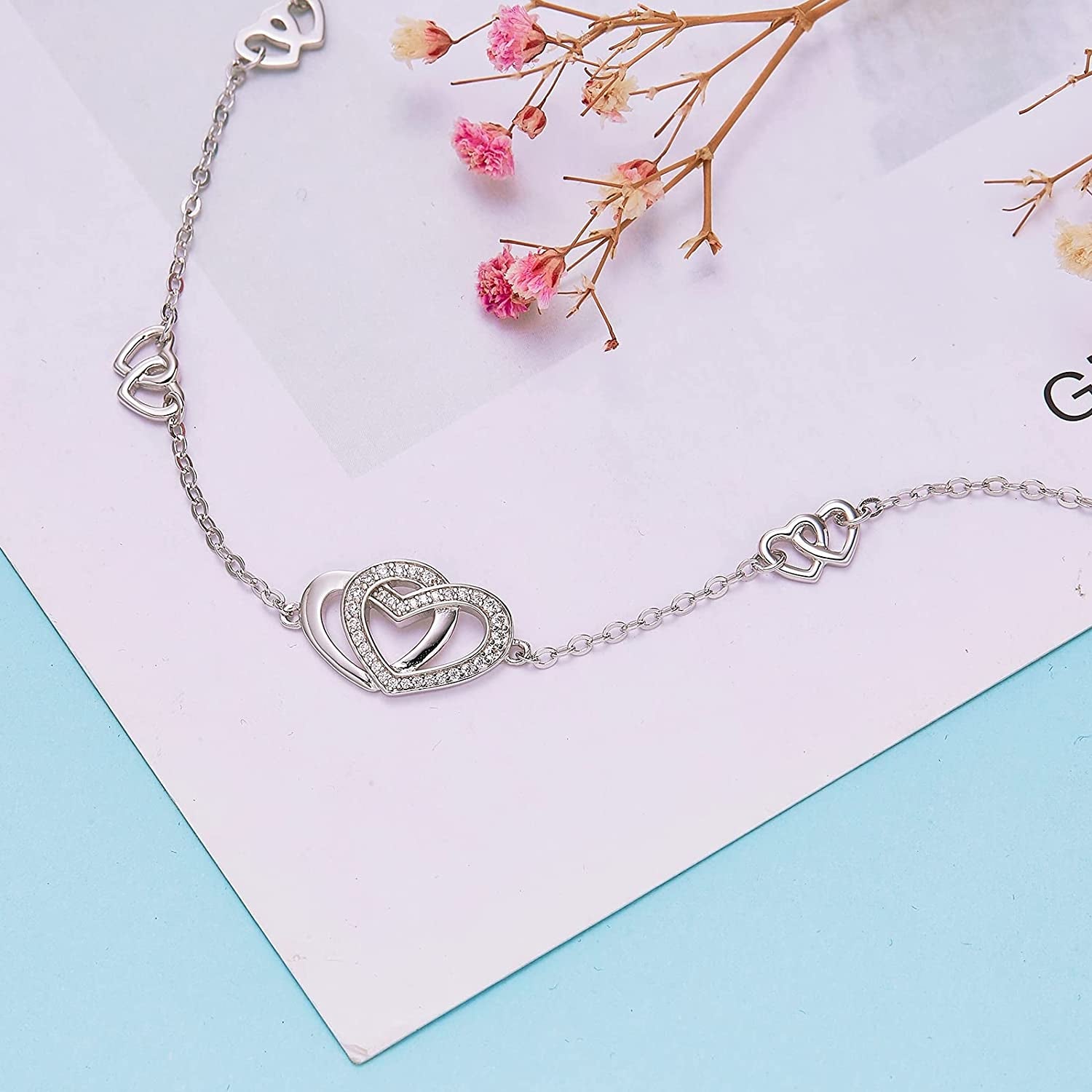 Sterling Silver Heart Love Anklets for Women , Birthday Mothers Day Jewelry Gifts for Mom Wife from Daughter Husband Apparel & Accessories > Jewelry > Anklets Desimtion