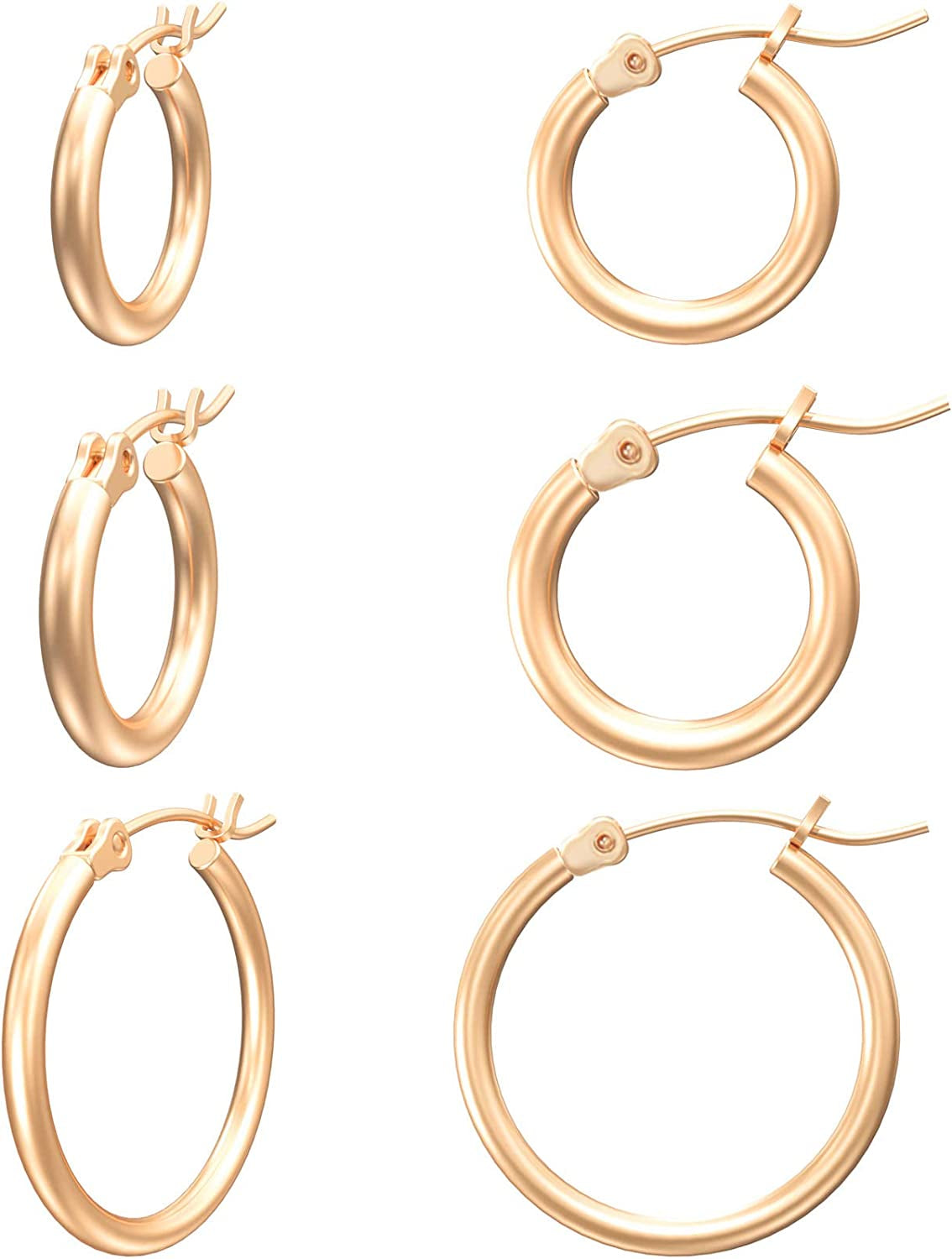 Gacimy Gold Hoop Earrings for Women 14K Real Gold Plated Hoops with 925 Sterling Silver Post Apparel & Accessories > Jewelry > Earrings Gacimy Rose Gold 14-16-20mm