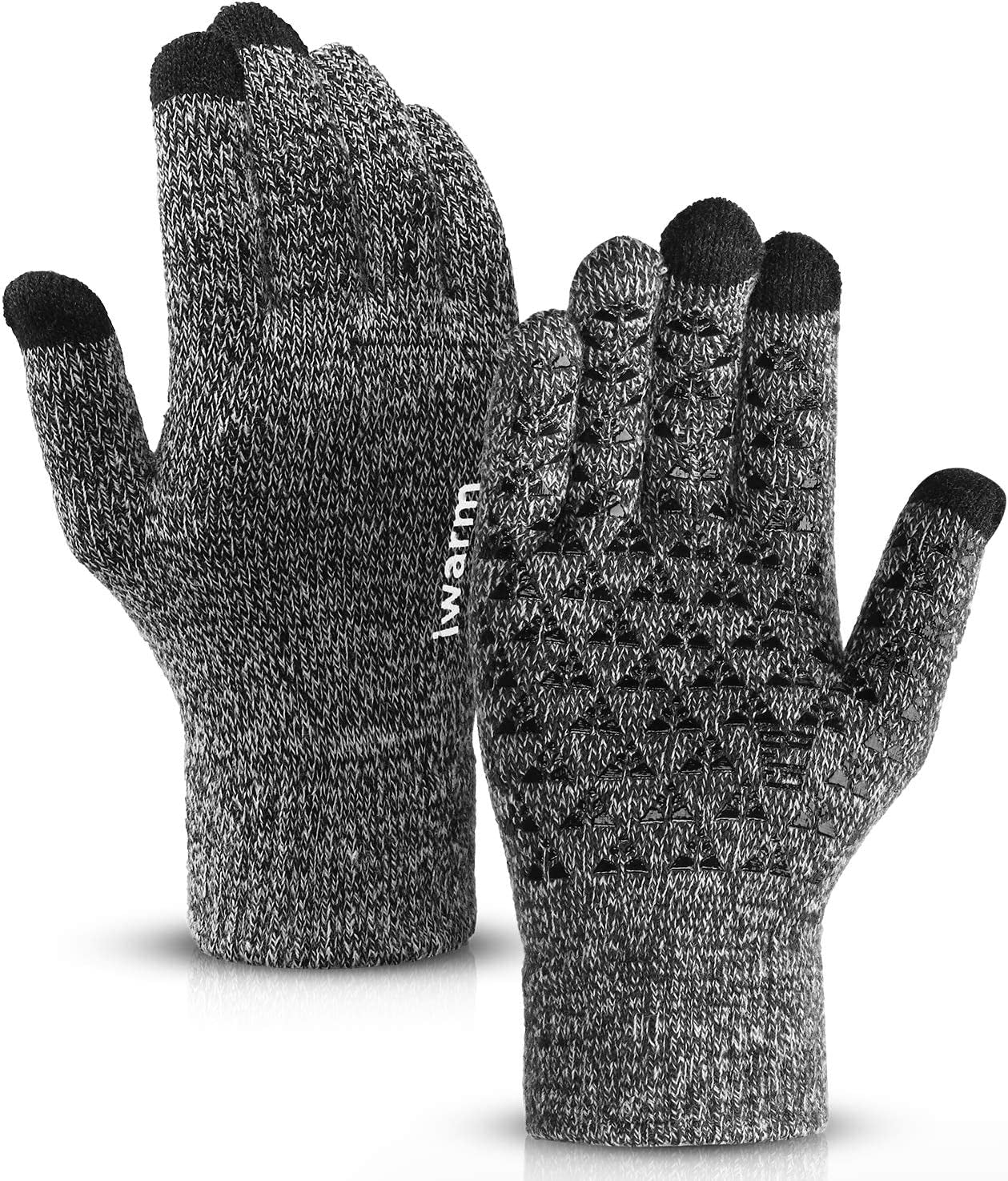 Winter Gloves for Women and Men 1/2/3 Pairs,Upgraded Touch Screen Gloves,Anti-Slip Silicone Gel- Thermal Soft Wool Lining Apparel & Accessories > Clothing Accessories > Gloves & Mittens COOYOO 15-1 Pair(grey) Medium