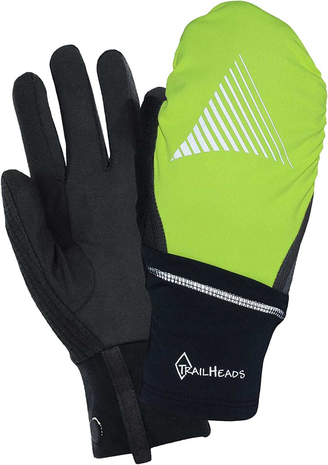 Trailheads Men'S Touchscreen Gloves with Reflective Waterproof Mitten Shell - Convertible Running Gloves Apparel & Accessories > Clothing Accessories > Gloves & Mittens TrailHeads hi vis Medium-Large