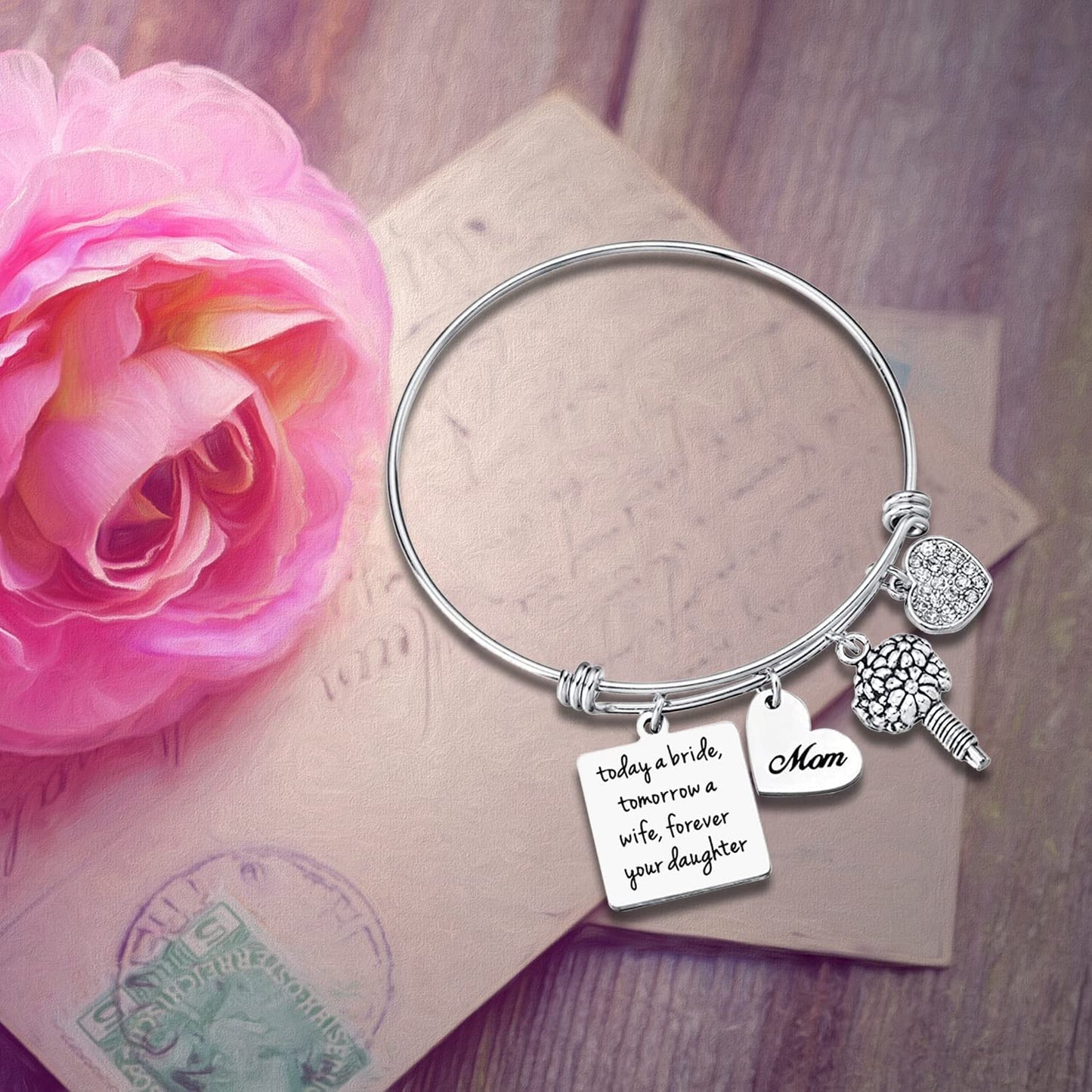 Miss Pink Wedding Gift for Bridesmaid Maid of Honor Flower Girl Bride to Be Sister Mother of the Bride Thank You Gift from Bride and Groom Thank You for Standing by My Side Bracelets Gifts Apparel & Accessories > Jewelry > Bracelets Miss Pink