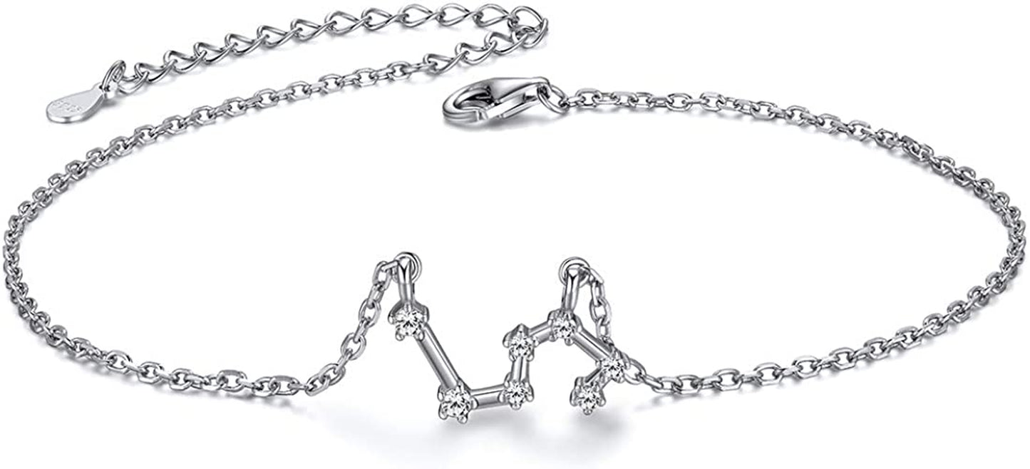 Chicsilver 12 Constellation Zodiac Anklet for Women Girls Sterling Silver Cubic Zirconia Horoscope Ankle Bracelets, 8"-10" Adjustable(With Gift Box) Apparel & Accessories > Jewelry > Anklets ChicSilver Jewelry Leo (Jul 23 - Aug 22)