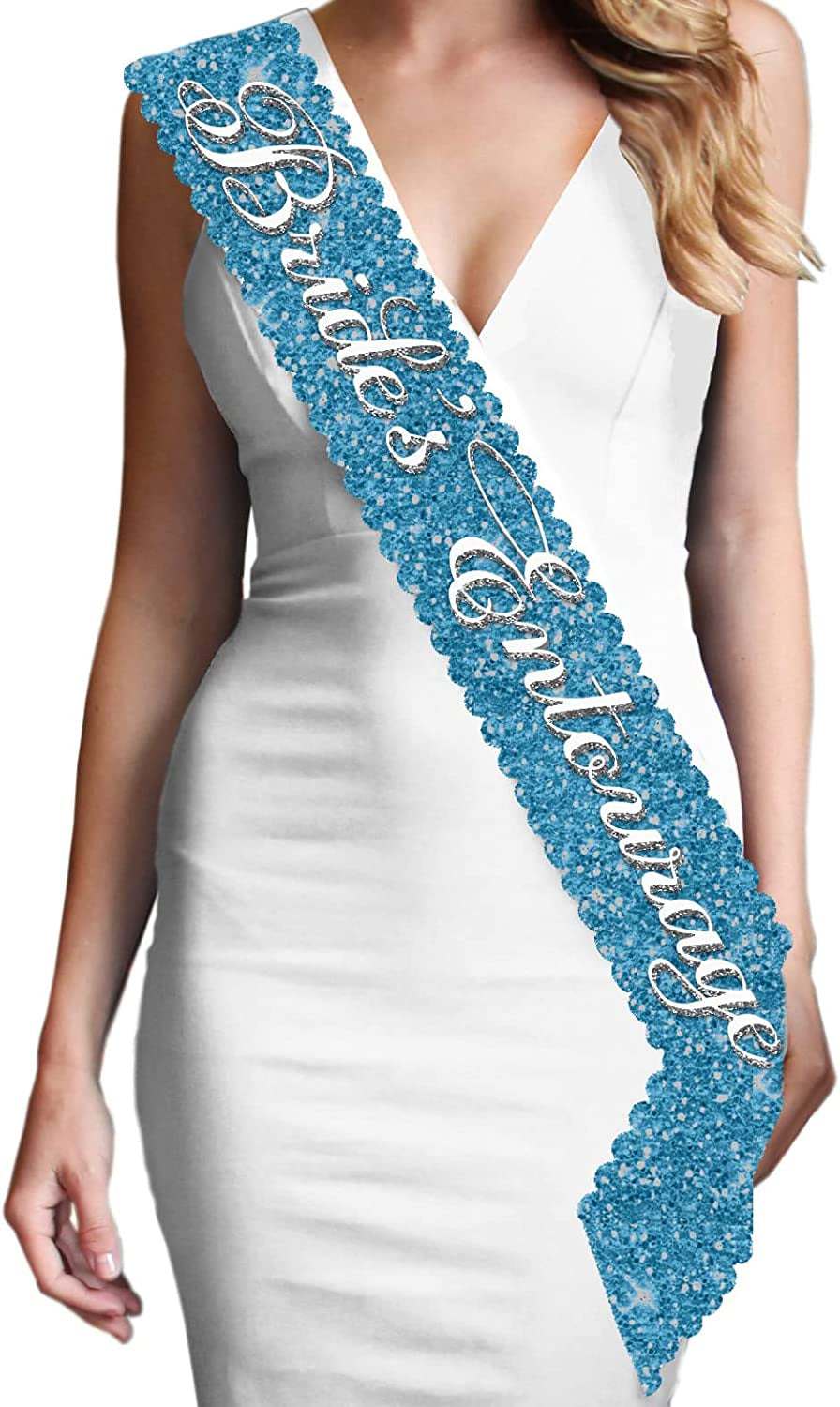 Blue Flirty Bride to Be Sash - Premium BRIDAL GRADE SATIN & Real CRYSTAL Rhinestone Bride to Be Satin Sash - Bachelorette Accessory Bride Gift - Classic Royal Blue Sash(Flrty B2B) Apparel & Accessories > Clothing Accessories > Sashes RhinestoneSash Bride's Entourage (Turquoise Sparkle) One Size