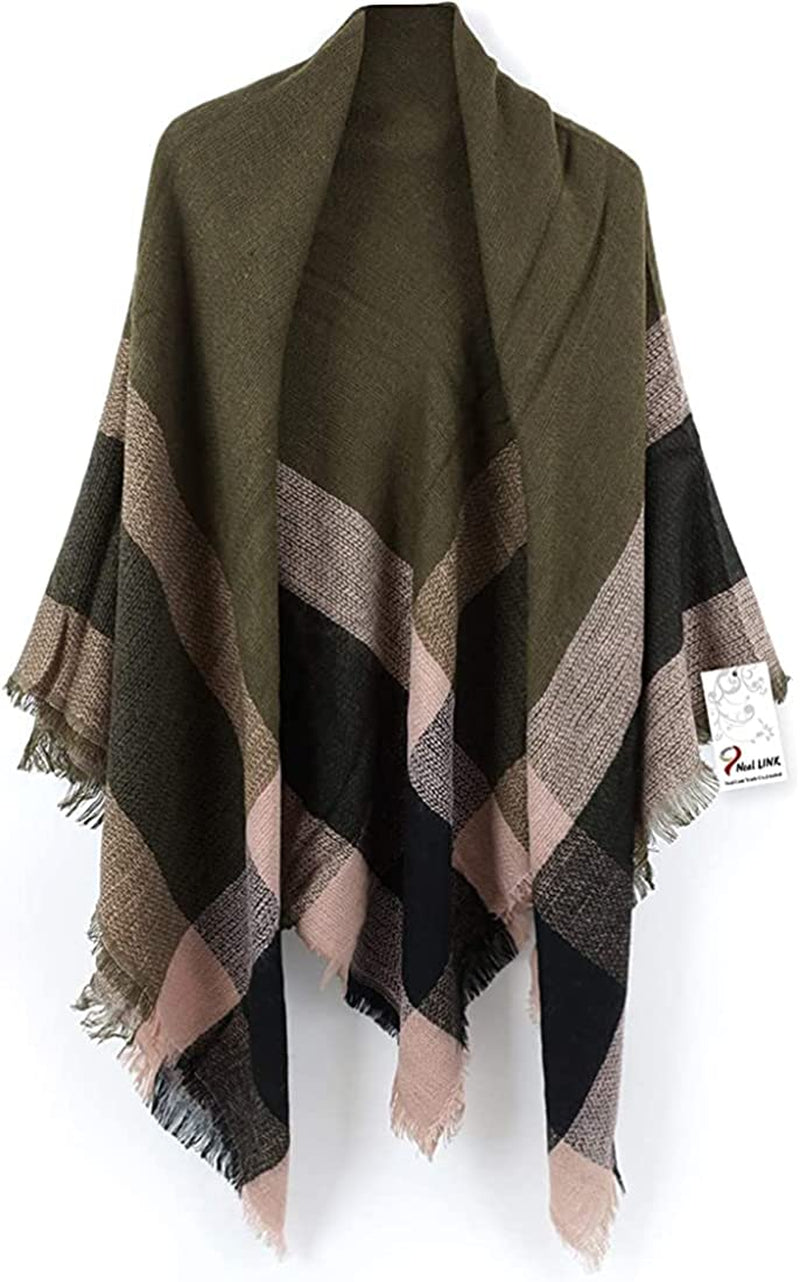 Neal LINK Women'S Plaid Scarf Blanket Wrap Warm Tartan Checked Shawl Tartan Scarves Pashmina Cape Apparel & Accessories > Clothing Accessories > Scarves & Shawls Neal LINK Orange Red