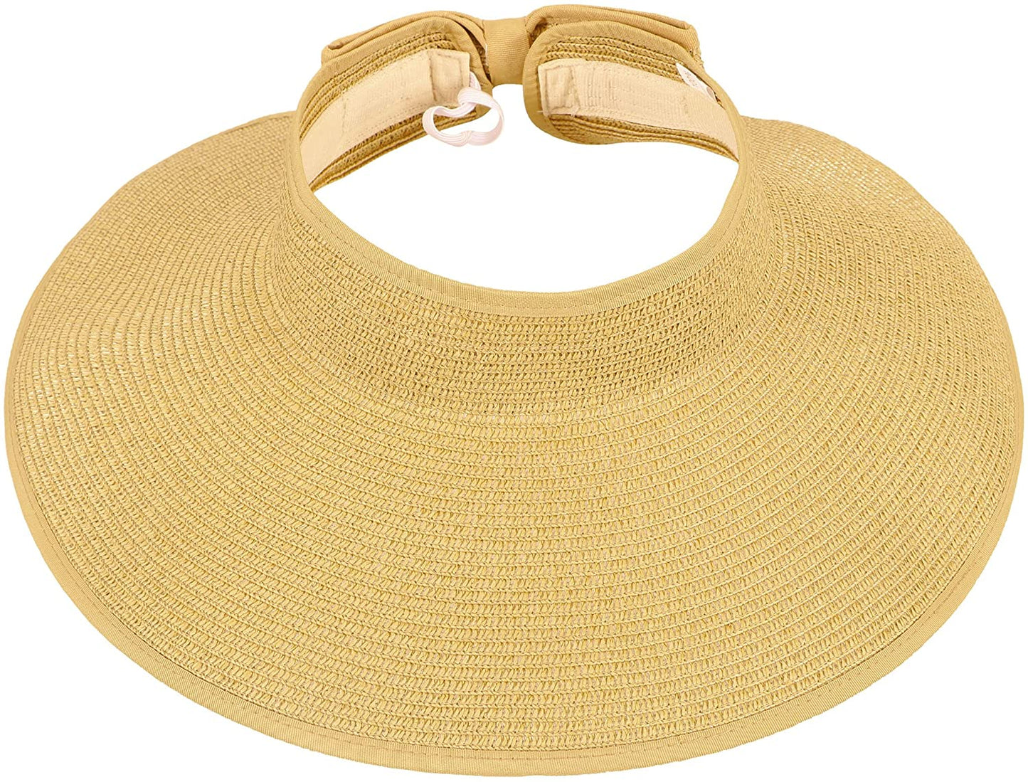 Simplicity Women'S UPF 50+ Wide Brim Roll-Up Straw Sun Hat Sun Visor Apparel & Accessories > Clothing Accessories > Hats Simplicity Beige