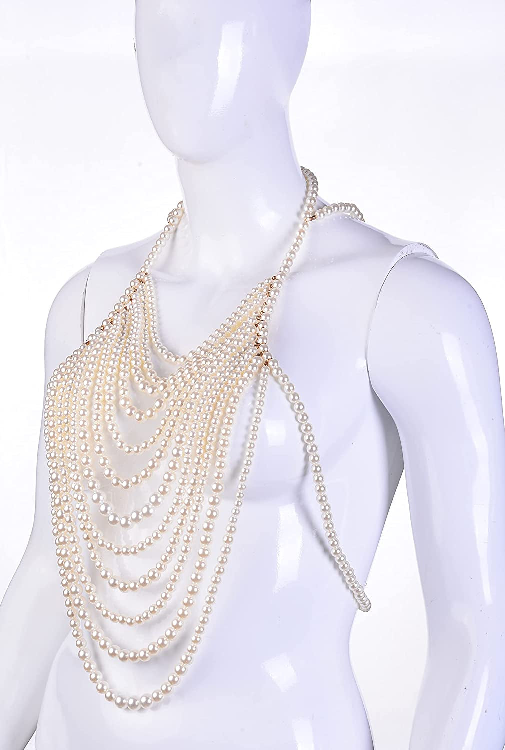 Azazccm Pearl Body Chain-Fashion Pearl Shoulder Necklace for Women,Party, Wedding, Photo Shoot, Adjustable Pearl Body Jewelry Apparel & Accessories > Jewelry > Body Jewelry Azazccm