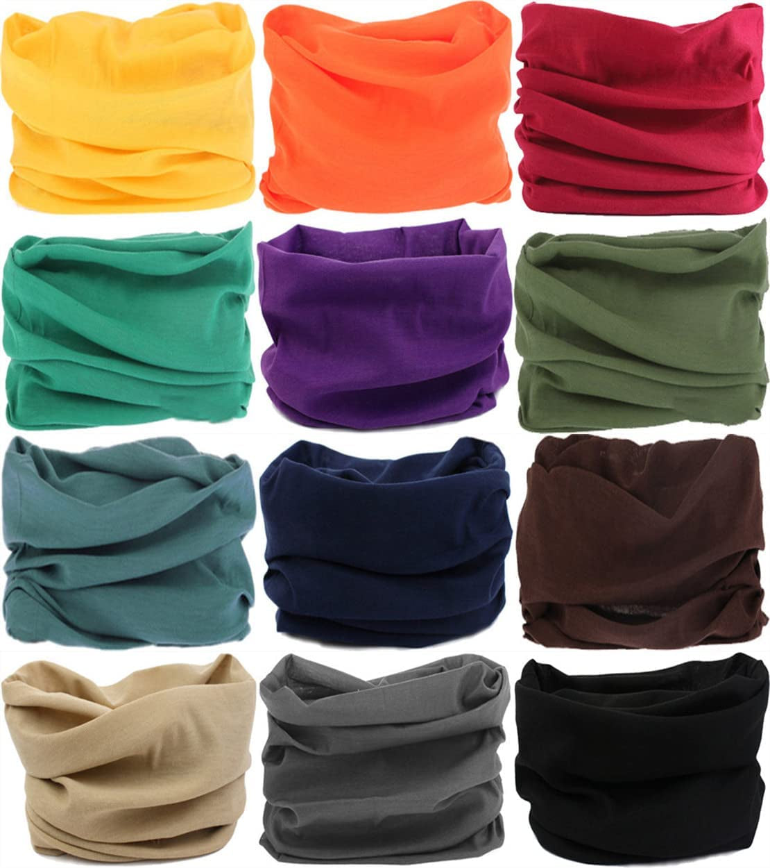 VANCROWN Headband Neck Gaiter Head Wrap Headwear Face Mask Magic Scarf Bandana for Men and Women Apparel & Accessories > Clothing Accessories > Headwear VANCROWN 12PCS.Solid Color 3