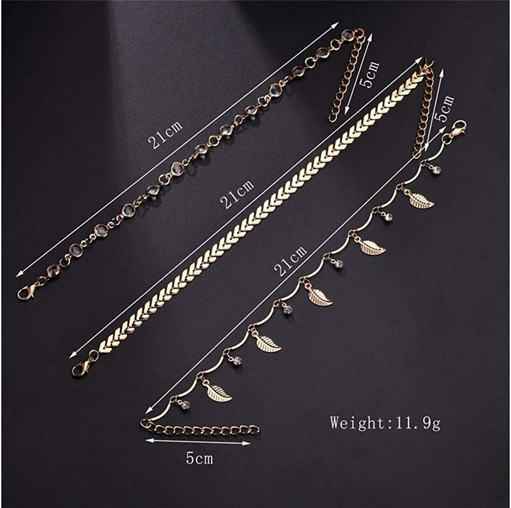 Fesciory 3 Pcs Ankle Bracelets for Women Gold Adjustable Layered Beach Anklet Set Girls Alloy Foot Chain Jewelry Apparel & Accessories > Jewelry > Anklets Fesciory