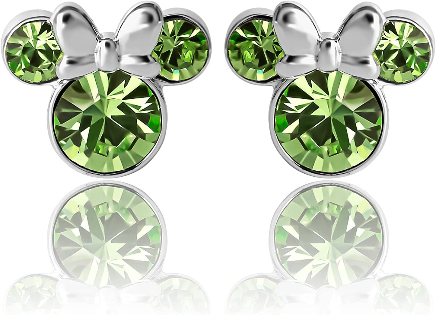 Disney Womens Minnie Mouse Birthstone Stud Earrings - Minnie Mouse Earrings - Birthstone Jewelry - Disney Jewelry Apparel & Accessories > Jewelry > Earrings Disney August-Peridot Crystal