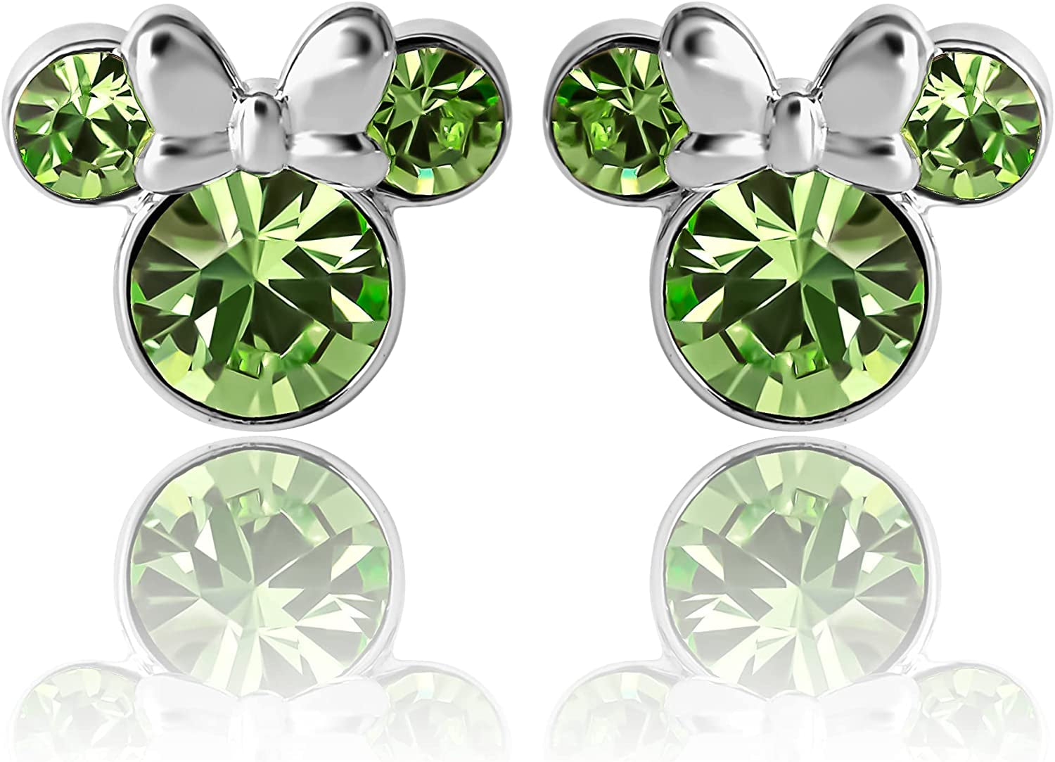 Disney Womens Minnie Mouse Birthstone Stud Earrings - Minnie Mouse Earrings - Birthstone Jewelry - Disney Jewelry Apparel & Accessories > Jewelry > Earrings Disney August-Peridot Crystal