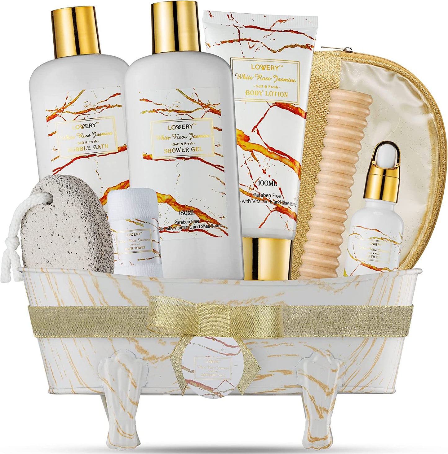 Spa Gifts for Women, Relaxation Gifts for Her, Bath and Body Gift Set, White Rose Jasmin Spa Kit, Self Care Gifts for Women & Men - Thank You, Birthday, Unique, Personalized Gifts for Mom, Best Friend Health & Beauty > Personal Care > Cosmetics > Bath & Body LOVERY