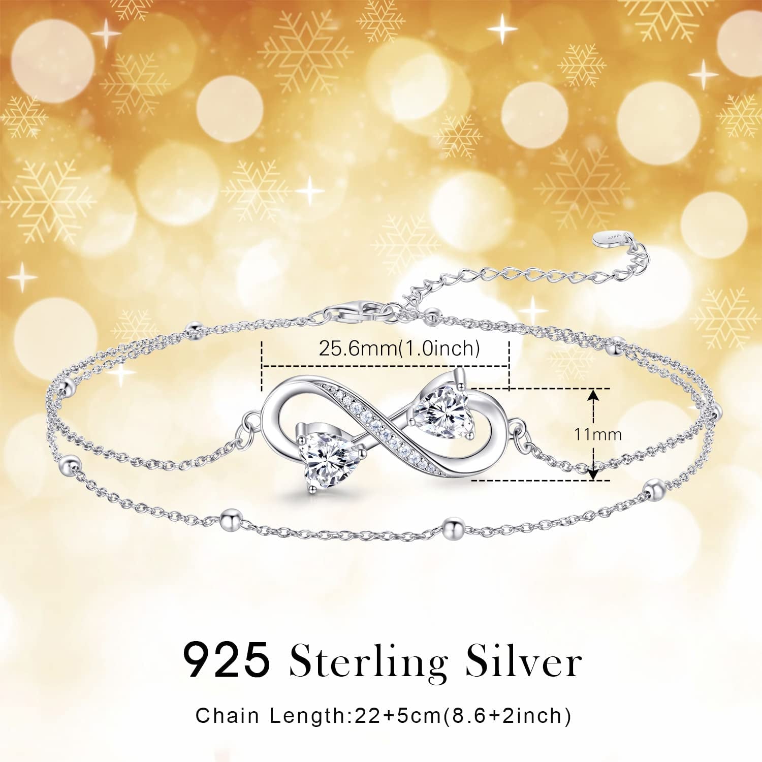 NINAMAID Anklet Bracelets for Women, 925 Sterling Silver Infinity Anklet for Women Girls Adjustable Beach Women'S Anklets Jewelry Gifts for Women Apparel & Accessories > Jewelry > Necklaces NINAMAID