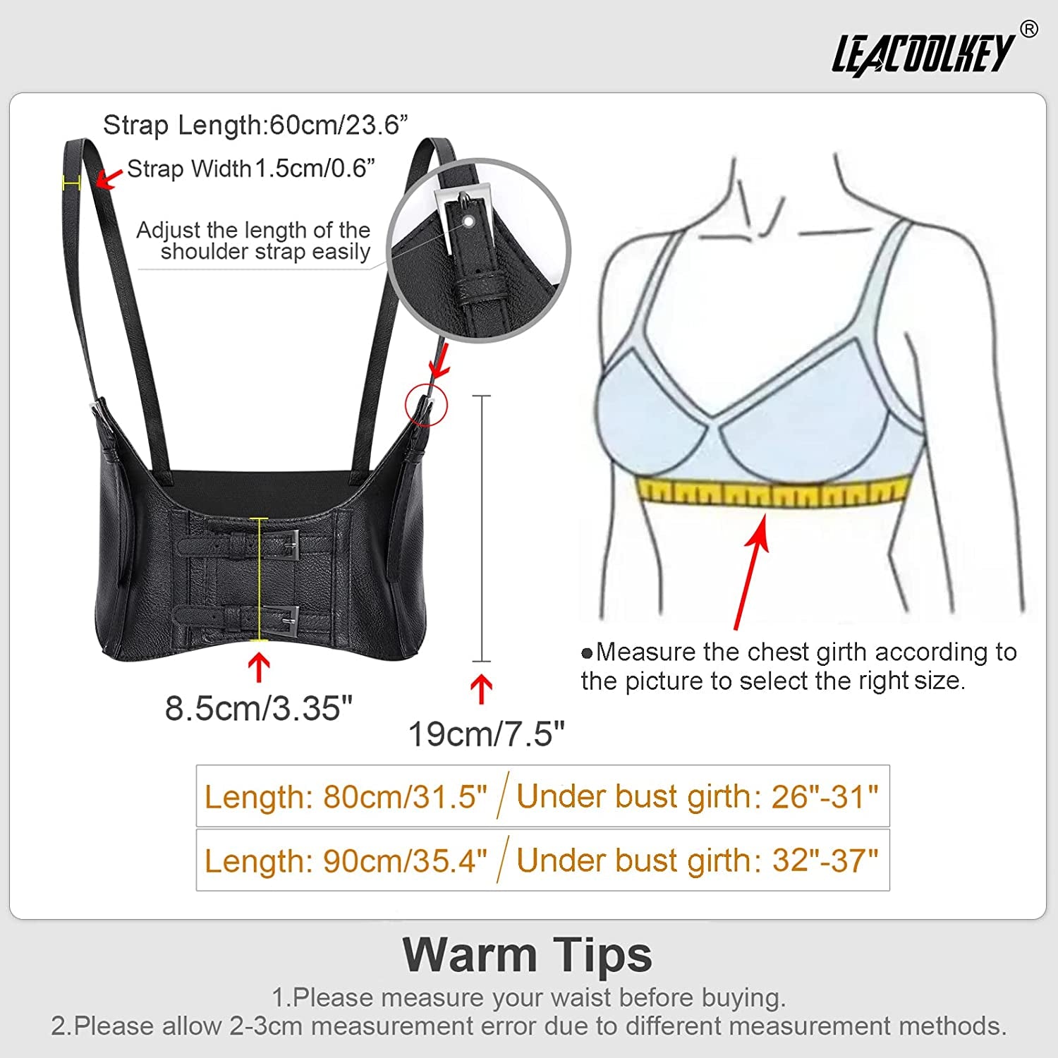 LEACOOLKEY Women Fashion Body Waist Belt Steampunk Underbust Corset Belt for Dress Apparel & Accessories > Clothing Accessories > Belts LEACOOLKEY