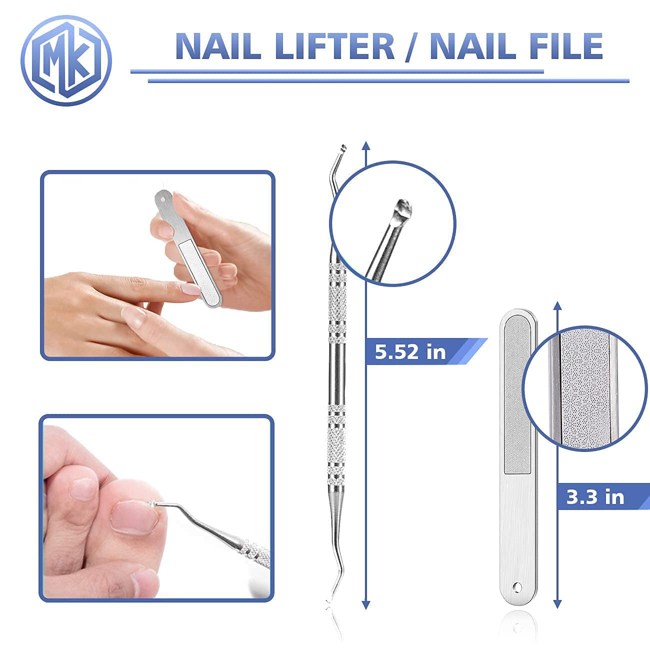 Toenail Clippers Kit for Ingrown/Thick Nail, Ingrown Toenail Tool Kit with Ingrown Toenail Clipper/Corrector, Wide Jaw Opening Nail Clipper for Thick Nail, Pedicure Tool for Seniors/Adult by MAYKI Health & Beauty > Personal Care > Cosmetics > Cosmetic Tools > Nail Tools MAYKI