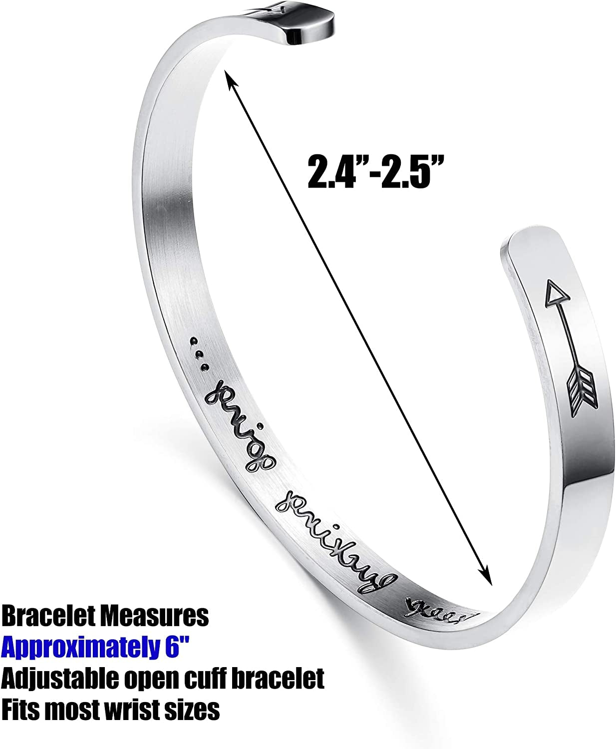 Sllaiss 4 Pcs Inspirational Bracelets Stainless Steel Cuff Bangle Bracelet for Women Men Engraved Motivational Friendship Encouragement Bracelet Graduation Gifts Apparel & Accessories > Jewelry > Bracelets Sllaiss