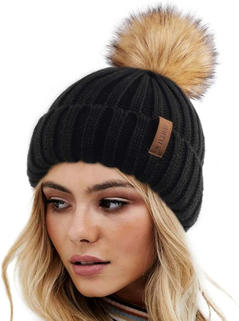 FURTALK Womens Winter Knitted Beanie Hat with Faux Fur Pom Warm Knit Skull Cap Beanie for Women… Apparel & Accessories > Clothing Accessories > Hats KYLIE MAX