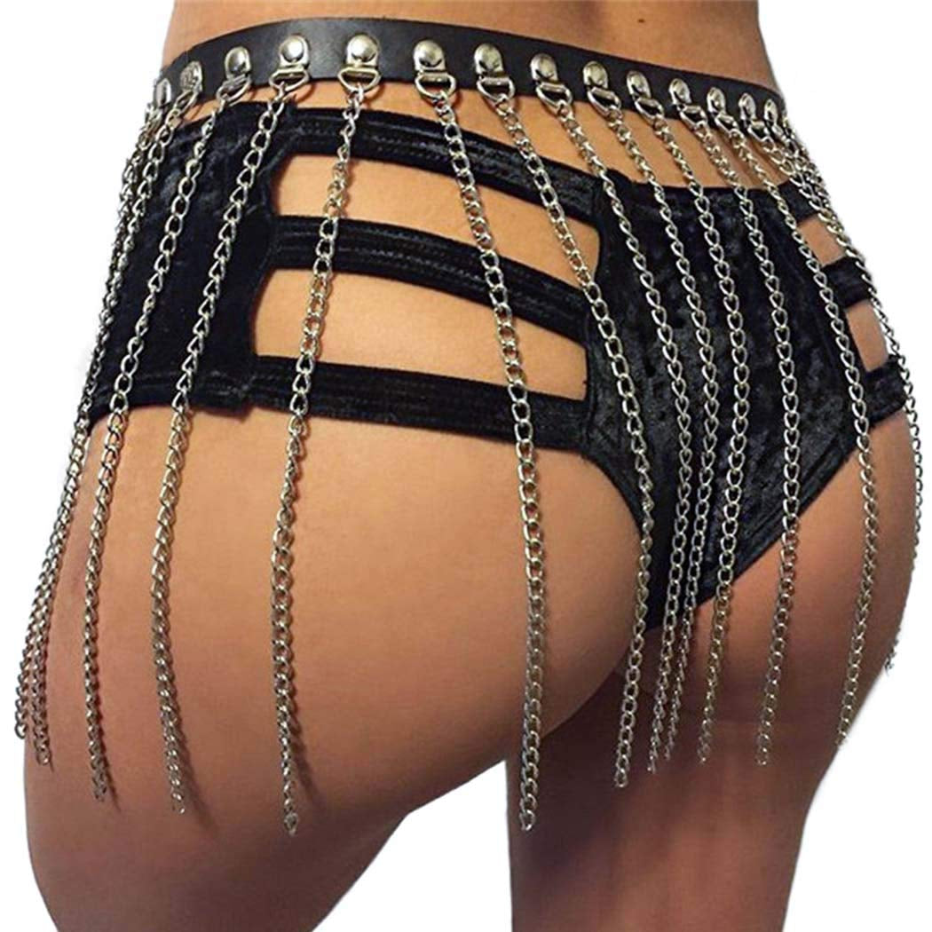 Fstrend Punk Tassel Body Chains Belly Dance Skirts Bikini Summer Beach Hip Waist Chain Nightclub Jewelry Accessories for Women and Girls (Black) Apparel & Accessories > Jewelry > Body Jewelry Fstrend Black