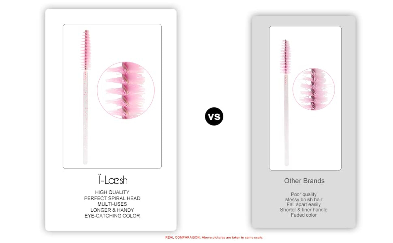 I-Laesh 100 Pcs Disposable Eyelash Brushes, Mascara Wands, Eye Lash Brush, Spoolies for Eyelash Extensions, Spoolie Eyebrow Eyeshadow Brow Makeup Supplies Kit Cleansing Glitter Applicator Tool Accessories Bristle (Crystal Pink) Health & Beauty > Personal Care > Cosmetics > Cosmetic Tools > Makeup Tools i-laesh