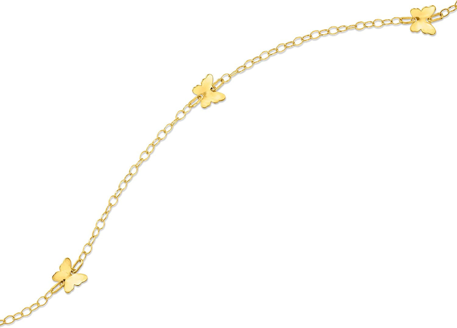 Ross-Simons Italian 14Kt Yellow Gold Butterfly Station Anklet. 9 Inches Apparel & Accessories > Jewelry > Anklets Ross-Simons