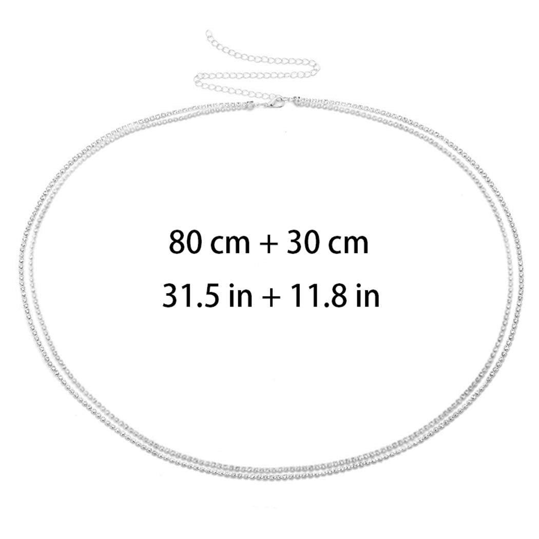Nicute Layered Waist Chain Rhinestone Belly Chains Belt Summer Beach Costume Crystal Body Jewelry for Women and Girls (Silver) Apparel & Accessories > Jewelry > Body Jewelry Nicute