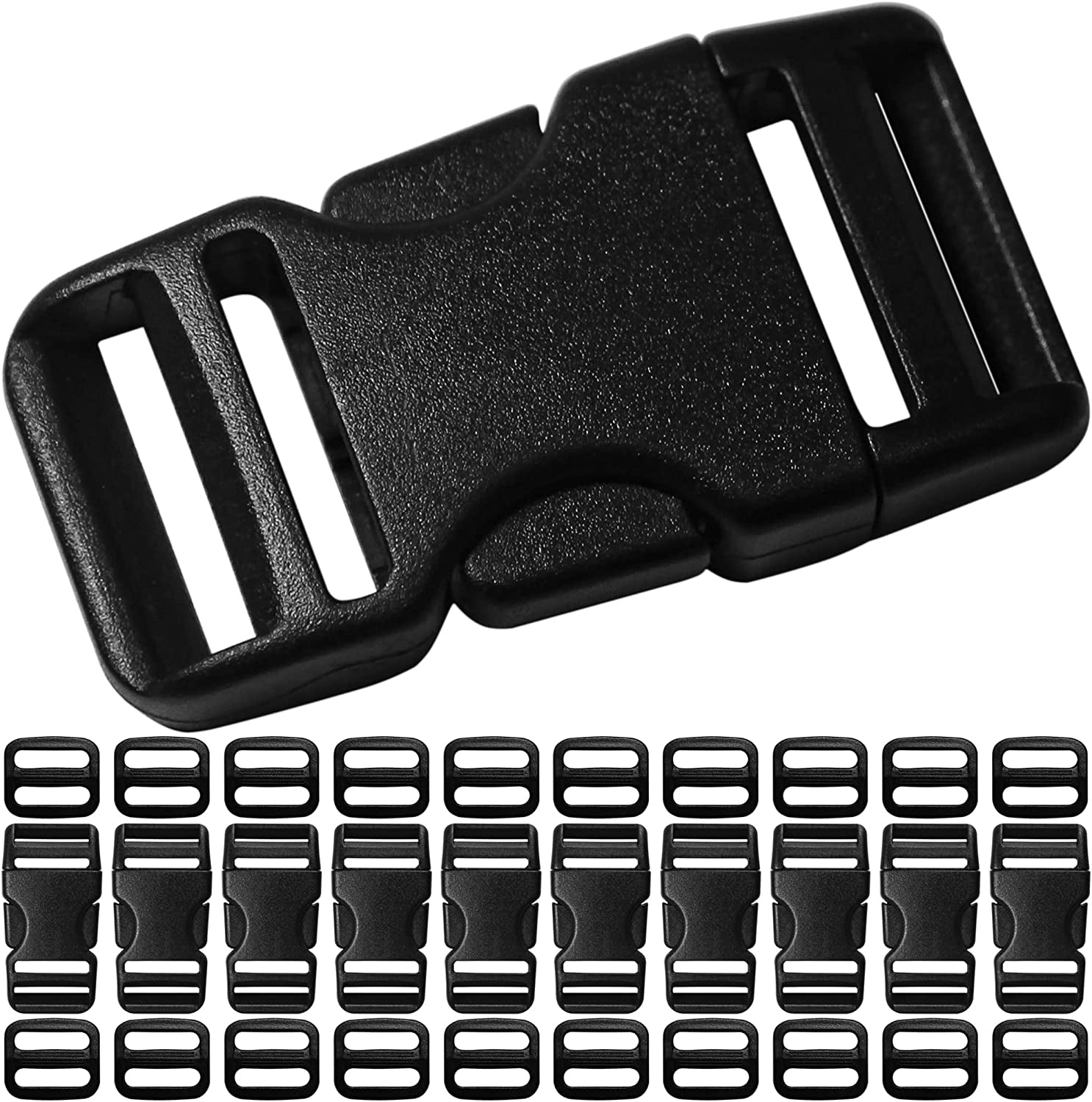 Buckle for Strap 1.5": Side Release Buckles Plastic Clips 4 Set + Tri-Glide Slide 8 Pcs Fit 1 1/2 Inch Wide Nylon Straps Webbing Belt, Heavy Duty Replacement for Backpack, Dual Adjustable No Sewing Apparel & Accessories > Clothing Accessories > Belt Buckles LASIGHT 10 Set 3/4 in