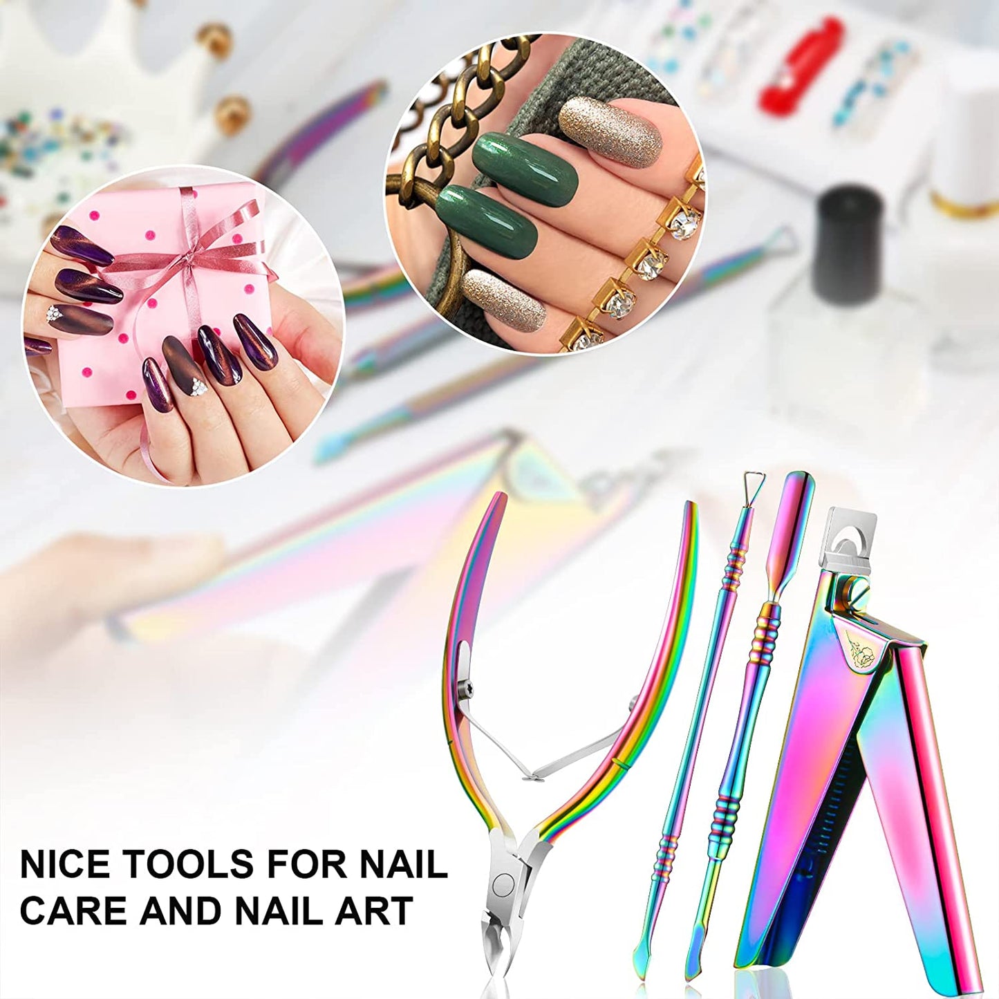 Nail Clippers for Acrylic Nails, Acrylic Nail Clipper, Nail Cutter, False Nail Tips Clipper Set, Stainless Steel Rainbow Color Nail Manicure Set for Salon Home Nail Art (Rainbow Color) Health & Beauty > Personal Care > Cosmetics > Cosmetic Tools > Nail Tools Mudder