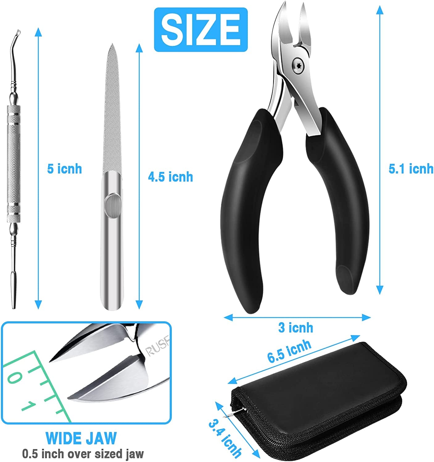 Toe Nail Clippers Adult,Long Handle Large Toenail Clippers for Thick Nails Ingrown Toenail Treatment Tool, Professional Nail Clippers Set,Sharp Toenail & Fingernail Clippers for Men, Women & Seniors Health & Beauty > Personal Care > Cosmetics > Cosmetic Tools > Nail Tools RUSFYUNM