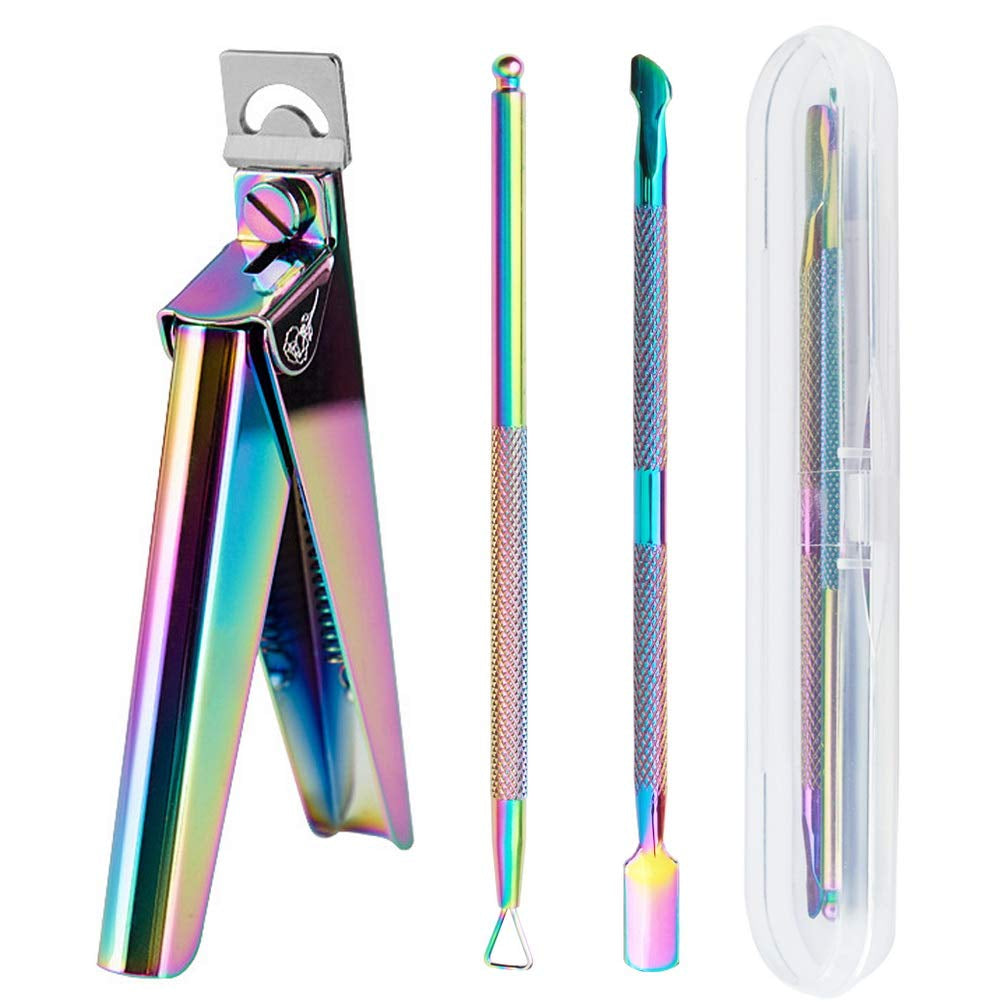 Professional Acrylic Nail Tips Clippers, Nail Tip Cutter Trimmer Nail Tools with Cuticle Pusher Peeler for Acrylic Nails Manicure Pedicure Sharp Rustproof Nail Art Tool Home DIY Use (Silver) Health & Beauty > Personal Care > Cosmetics > Cosmetic Tools > Nail Tools Pengxiaomei Rainbow Color