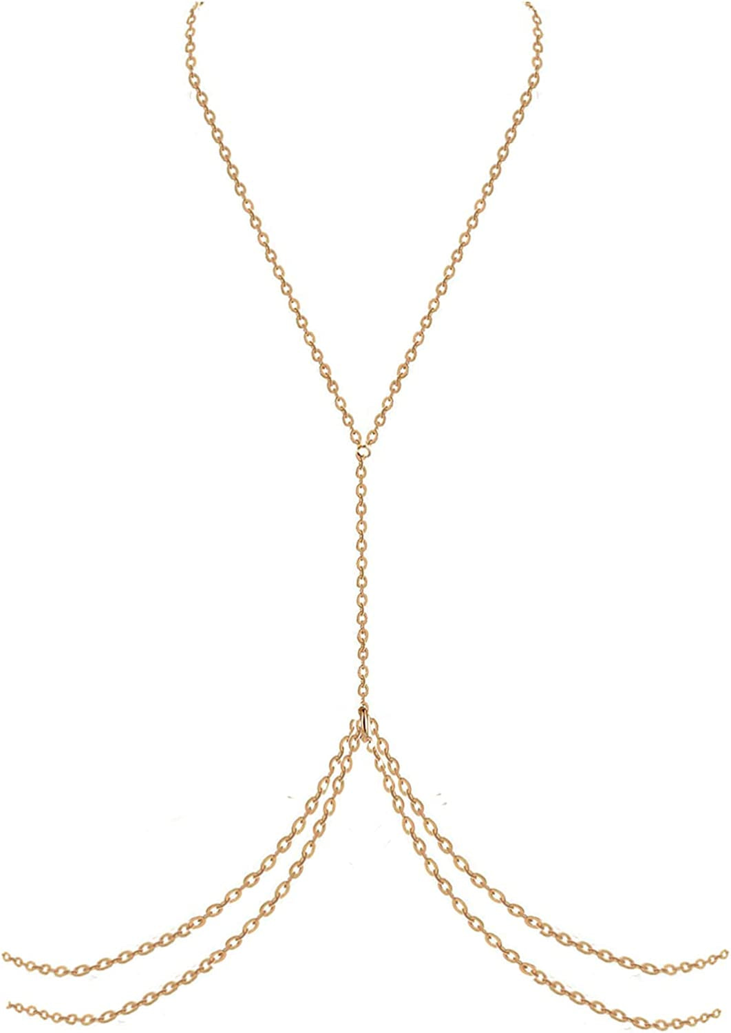 Sexy Sequins Bra Body Chain Bikini Shiny Luxury Harness Necklace Body Jewelry for Wedding Beach Body Accessories (Gold) Apparel & Accessories > Jewelry > Body Jewelry Althrorry Waist layered