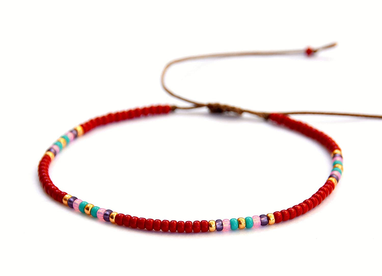 Beaded Anklet for Women, Boho Bohemian Native American Hippie Style, Unique Colorful Waterproof Beach Anklet, Handmade by Tribes Apparel & Accessories > Jewelry > Anklets Tribes by Sara K