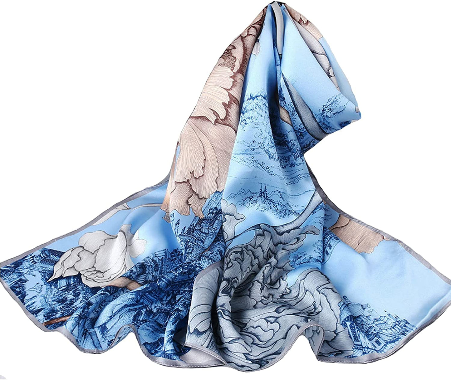 Fashion Scarves 100% Silk Felling Scarf Long Lightweight Sunscreen Shawls Wrap for Women Hair Scarves Apparel & Accessories > Clothing Accessories > Scarves & Shawls Aufeel Blossom