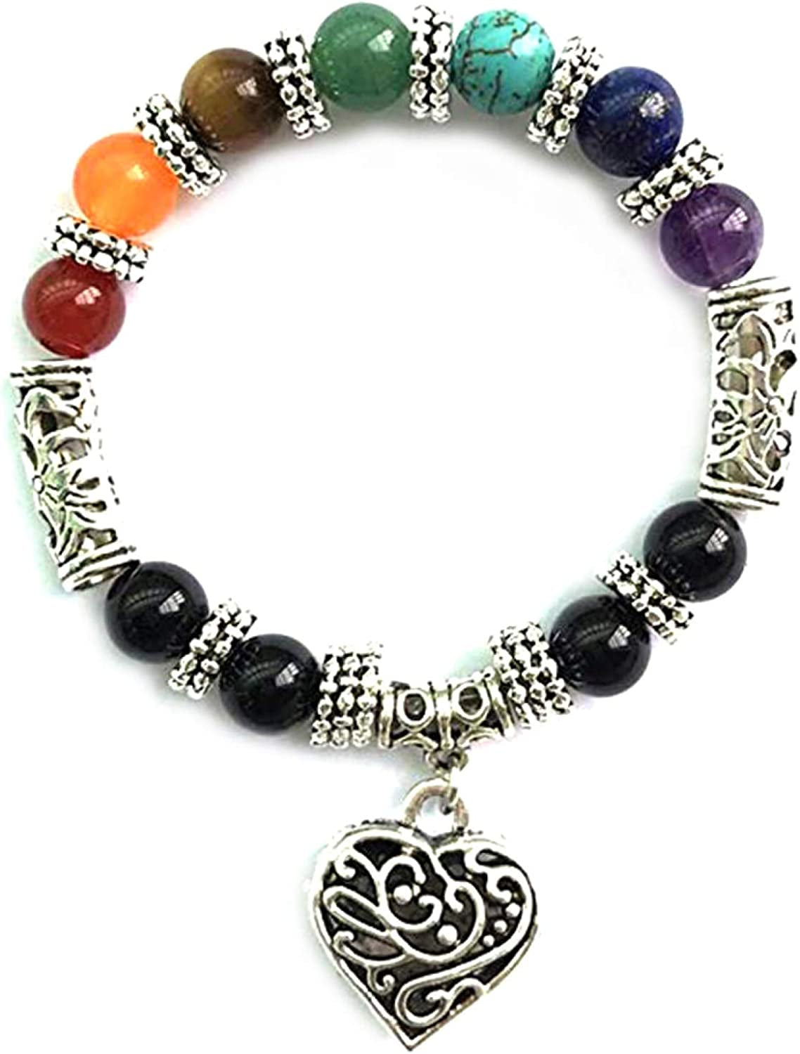 Healing Crystals Bracelet Natural Gemstones Beads Bracelet Elastic Natural Stone Yoga Beads Bracelet Apparel & Accessories > Jewelry > Bracelets Generic Multicolor #2