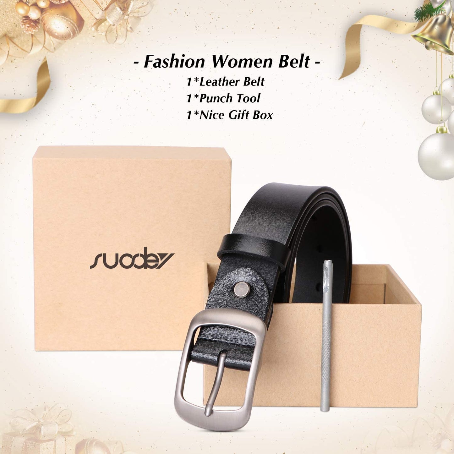 Fashion Womens Leather Belts SUOSDEY with Pin Buckle Waist Belt for Jeans Pants Apparel & Accessories > Clothing Accessories > Belts SUOSDEY