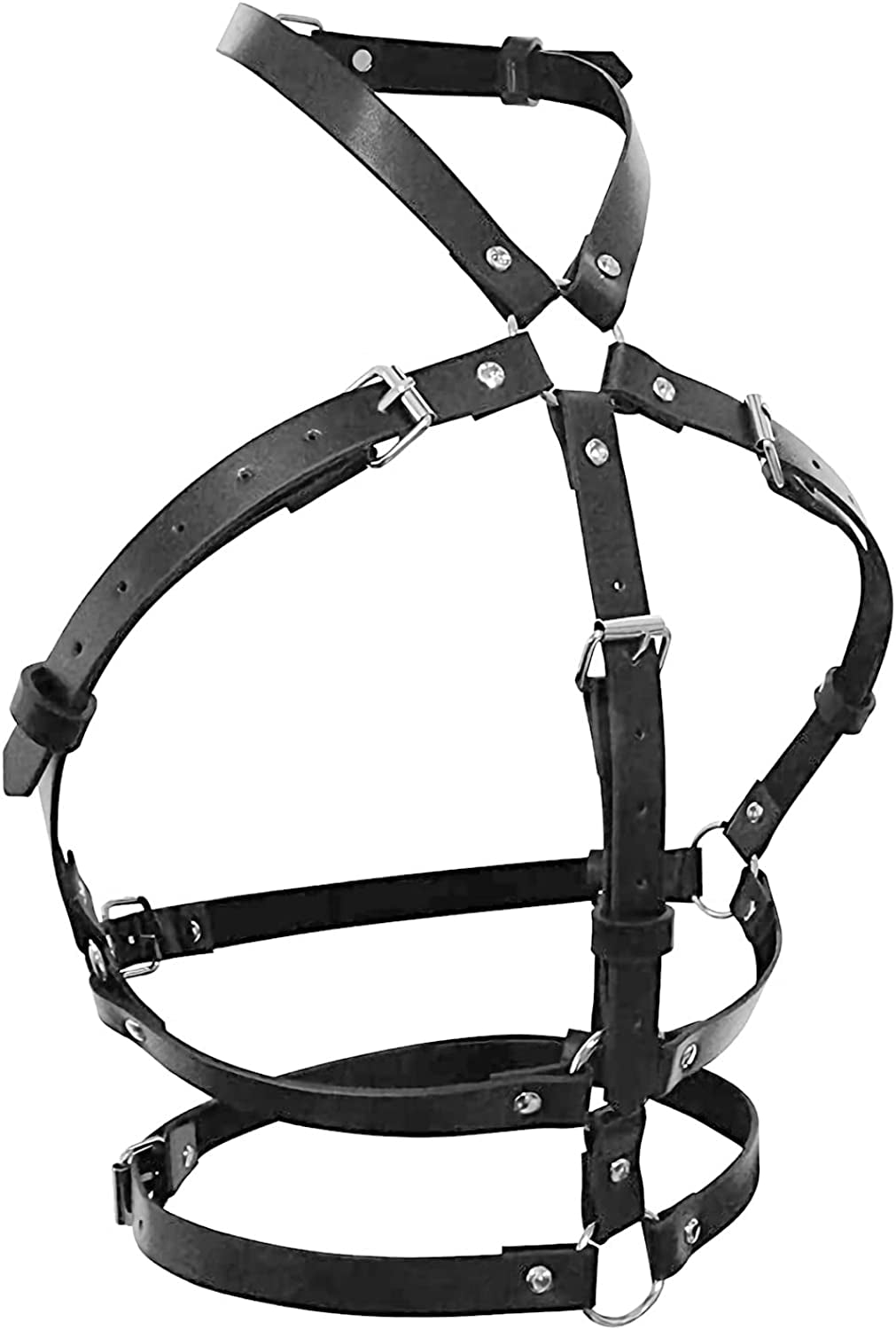 DOTASI Punk Leather Chain Belt Black Layered Body Chain Jewelry Accessory for Women and Girls Apparel & Accessories > Jewelry > Body Jewelry DOTASI Punk Chain