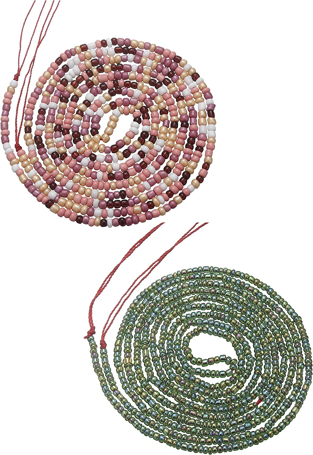 Taouzi Waist Beads for Women Colorful Beaded Body Chain Elastic String Waist Chain Beach Bikini Belly Chains Summer Jewelry for Women Girls Apparel & Accessories > Jewelry > Body Jewelry Taouzi ColorPink02